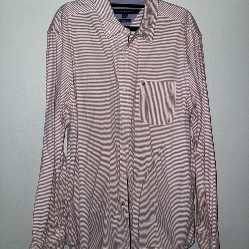 Tommy Hilfiger Men's Striped Shirt - Red